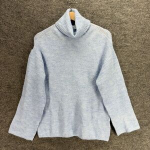 Divided Sweater Pullover Womeen S Small Blue Knit Turtleneck Long Sleeve Acrylic